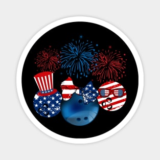 Bowling American Flag Fireworks Magnet